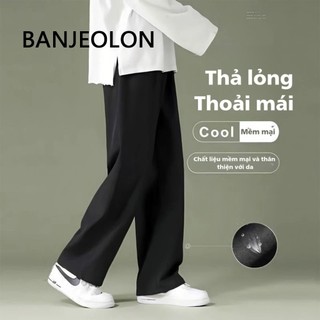 Banjeolon Quần ống rộng cắt xẻ rộng mỏng, lụa băng cho mùa hè