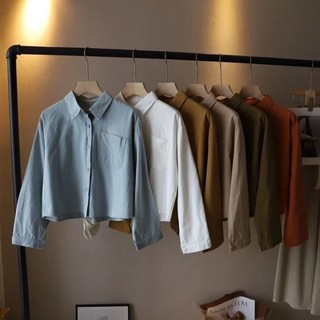 Thời trang Hàn Quốc Nữ dài tay cổ điển dáng rộng cổ điển Áo sơ mi thường ngày
