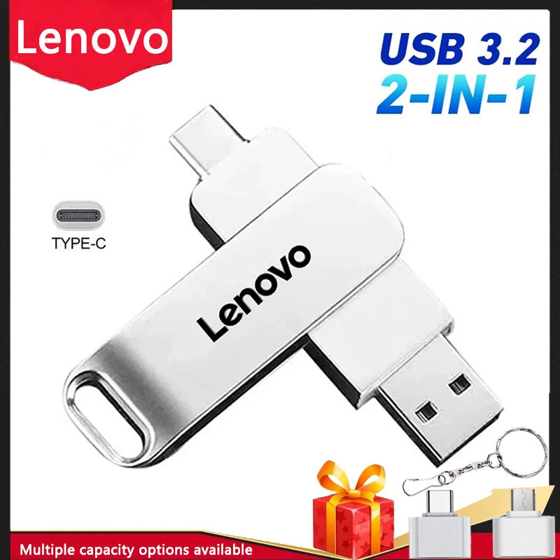 Lenovo Pen Driver USB 3.0 Metal 16GB / 32GB / 64GB / 2TB USB / TYPE-C / OTG Ổ đĩa Flash ba trong một 512GB / 1TB / 128GB / 256GB / 8GB Thích hợp cho điện thoại máy tính