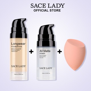 SACE LADY Set Kem Lót + Kem Nền Và Mút Trang Diểm Làm Dẹp Chuyên Nghiệp