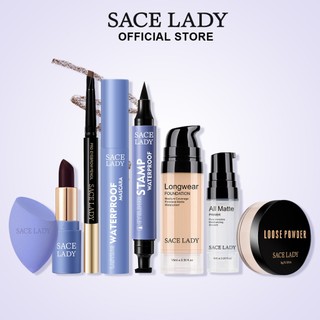 Bộ trang điểm 8 món SACE LADY gồm son môi/kem che khuyết điểm/kẻ mắt/chì kẻ lông mày chống thấm nước cao cấp