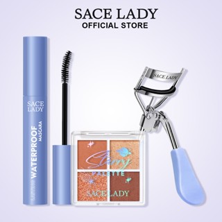 SACE LADY Set Dụng Cụ Trang Diểm Mắt Qồm Bảng Phấn Mắt 4 Màu Vỉa Mascara Vỉa Mẹp Bấm Cong Mi