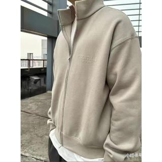  ❤Mới dạo phố cao cấp dây kéo áo khoác cần thiết 3D chữ Silicone dài tay Áo khoác FOG thông thường dành cho nam và nữ 