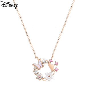  Disney Chính Thức Chính Hãng Công Chúa Series Bạc 925 Vòng Cổ Nữ Bướm Hoa Vòng Cổ Cao Cấp Sang Trọng Mặt Dây Chuyền Giả Tưởng Bướm 