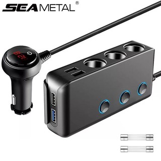 Bộ sạc ô tô SEAMETAL chuyển đổi nguồn điện bật lửa thuốc lá 12/ 24V sạc nhanh 4 cổng USB
