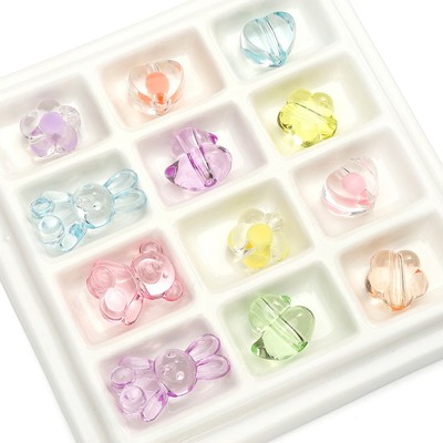 20 Cái / gói Nhiều Hình Dạng Trong Suốt Acrylic Hạt Hoa Hạt Tình Yêu Hạt Thỏ Vịt Gấu DIY Handmade Phụ Kiện Trang Sức
