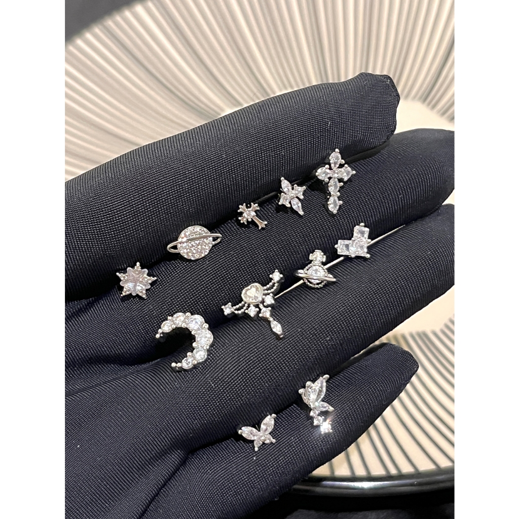 G23 Bông Tai Thép Titan Giọt Nước Chữ Thập Bông Tai Đơn Giản Trang Sức Thời Trang