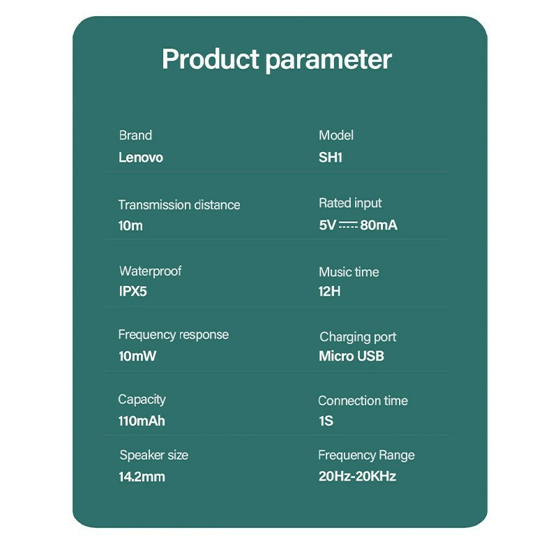 Tai nghe không dây Lenovo sh1 chống thấm nước ipx5 có nam châm đeo cổ và micro thích hợp cho cho ios android 5.0 | BigBuy360 - bigbuy360.vn