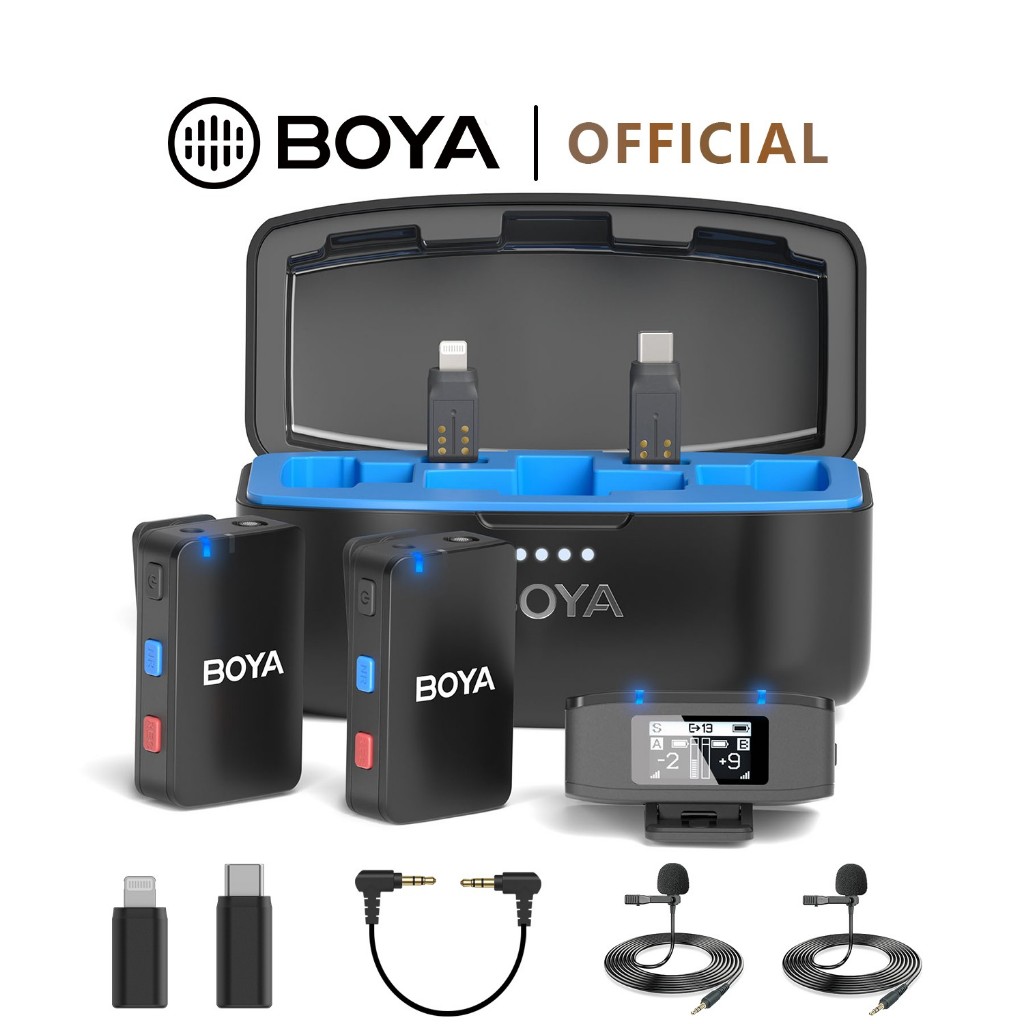 BOYAMIC Micro không dây chuyên nghiệp mic thu âm cài áo mic thu âm máy ảnh với dung lượng lưu trữ 8GB Thích hợp cho iPhone Android Camera Youtube Phát Trực Tuyến Ghi Phỏng Vấn Vlogs