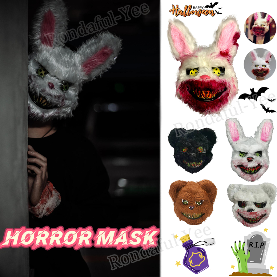 Itaewon cùng đẫm máu thỏ mặt nạ đáng sợ nhồi bông thỏ che mặt Halloween Cosplay Kinh dị theo chủ đề 