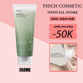 Sữa rửa mặt ANUA Heartleaf Succinic Moisture Cleaning Foam 150 ml