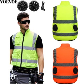 Quạt làm mát Vest Quần áo làm việc sọc phản quang
