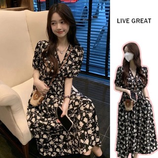 Váy nữ LIVE GREAT Nhật Bản và Hàn Quốc hoa ngọt ngào và dễ thương kỳ nghỉ dài