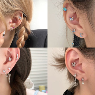 G23 Bông Tai Thép Titan Tinh Tế Bướm Ngôi Sao Bông Tai Dây Xích Tua Rua Bông Tai Nữ Trang Sức