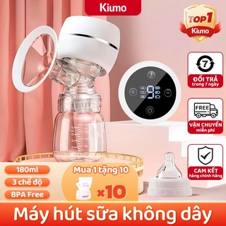 KIUMO Máy vắt sữa điện có núm vú, hút 9 cấp, không chứa BPA, an toàn và không mùi