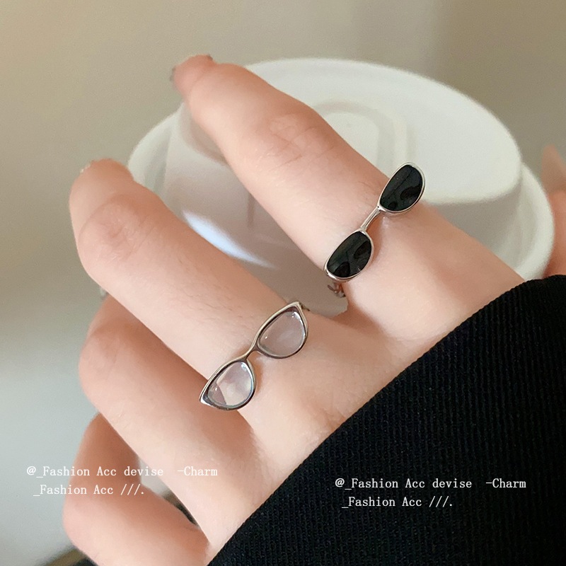 Hàn Quốc nhỏ giọt kính mở vòng thiết kế cá tính đơn giản cảm giác ngón tay trỏ vòng đi lại sáng tạo vòng mới vòng vòng vòng