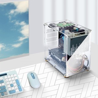 Chất Liệu Acrylic Mini ITX Ốp Lưng 360 Độ Mở Rỗng Làm Mát DIY Máy Tính Chơi Game Dành Cho Để Bàn 100‑240V