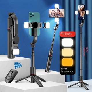 Gậy Selfie L12D L12 với Gậy Selfie ba chân nâng cấp với 2 chân máy điện thoại cực dài 44,9 inch với điều khiển từ xa có thể tháo rời