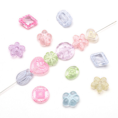 20g / gói﻿ Hỗn Hợp Ngẫu Nhiên DIY Trong Suốt Acrylic Hạt Đột quỵ Nhiều Màu Sắc Acrylic Hạt Làm Vòng Tay Vòng Cổ Treo Dây Xích Phụ Kiện
