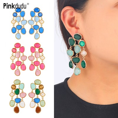 Boho Thời Trang Nhiều Màu Sắc Thả Bông Tai Vintage Hình Học Tòn Ten Bông Tai Trang Sức Quà Tặng Cho Nữ PD1990