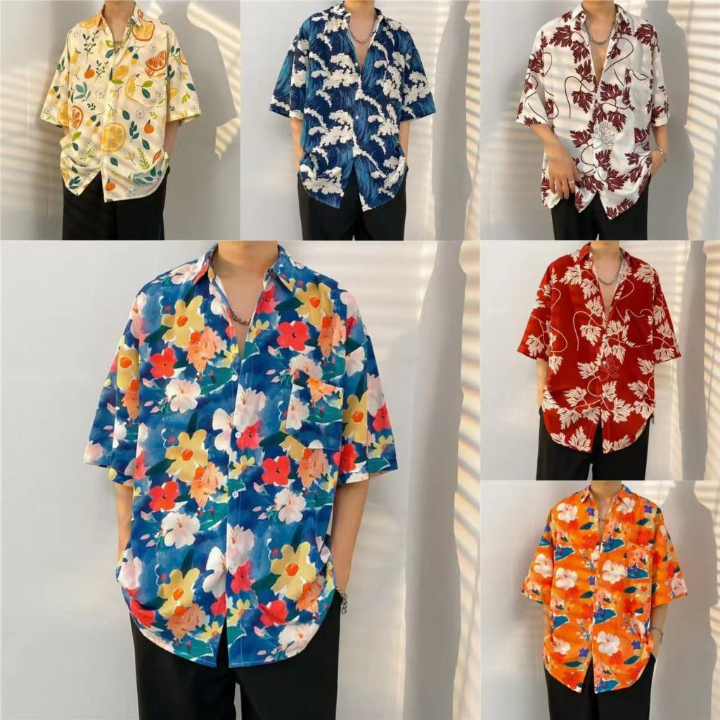M-3XL Nam Retro Hoa Hawaii Áo Sơ Mi Nam Tay Ngắn M-3XL 100 Phong Cách