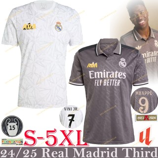 【 Người hâm mộ   S-5XL   Áo thun bóng đá tập luyện trước trận đấu thứ ba của Madrid Real 24   25 