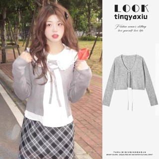 Tingyaxiu Áo len nữ dệt kim Cardigan jk mỏng áo khoác nữ hàng đầu Sweet preppy đan