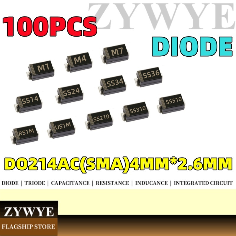 100 Chiếc M1 M4 M7 SAM Diode SMA SS14 SS310 SS210 SS110 SS24 SS26 SS36 ES1D ES2D ES1J ES2J M2 SS12 S