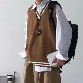 Áo Sweater Nam Sát Nách Cổ Chữ V Màu Trơn Đơn Giản Thời Trang Retro Cho Nam áo len đẹp áo len nữ form rộng
