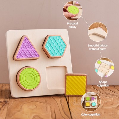 Montessori Giáo Dục Sớm Xếp Hình Đồ Chơi Trẻ Em Cảm Giác Giảng Dạy Hỗ Trợ Bộ Nhớ Touchpad Gỗ Xúc Giác Huấn Luyện Phù Hợp Với Ban