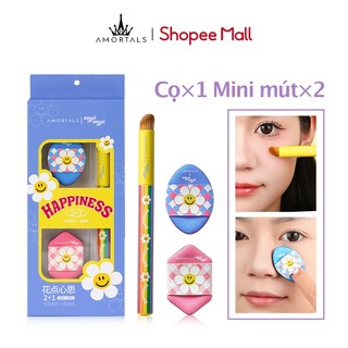 Bộ mút che khuyết điểm（mini)*2+ Cọ che khuyết điểm AMORTALS×wiggle wiggle Bộ trang điểm che khuyết điểm