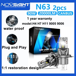 NOVSIGHT 2 chiếc 90W 6500K 20000LM SỐ LƯỢNG 1: 1 với đèn LED ô tô quạt tương thích với bóng đèn halogen N63 H7 H11 9005 9006 H4 H1 H3