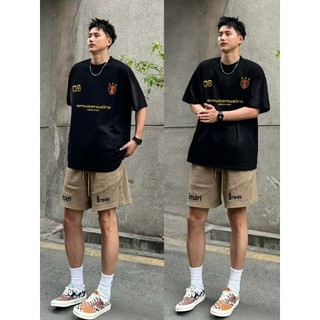 PEAR DODO Áo thun cotton ngắn tay cổ điển Châu Âu và Hoa Kỳ thời trang nam thương hiệu lá chắn chữ in áo sơ mi cổ tròn mùa hè