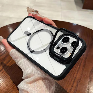 Dành Cho Magneti Pha Lê Trong Suốt Ốp Lưng Điện Thoại iPhone 15 14 13 12 11 Pro Max Vỏ PC Cứng Chống Vàng Cho iPhone Vỏ Bảo Vệ Ánh Sáng