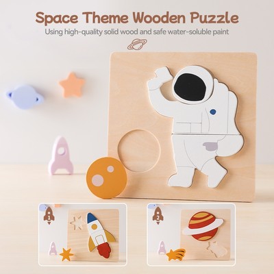 Đồ chơi học tập giáo dục Montessori Đồ chơi xếp hình phi hành gia bằng gỗ Đồ chơi xếp hình cho trẻ mới biết đi
