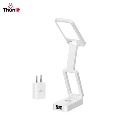 Đèn học gấp Thunlit có đồng hồ 5000mAh Đèn bàn bảo vệ mắt học sinh di động có thể sạc lại