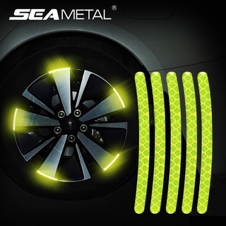 SEAMETAL Set 20 miếng dán phản quang trang trí vành bánh xe hơi màu xanh lá độc đáo