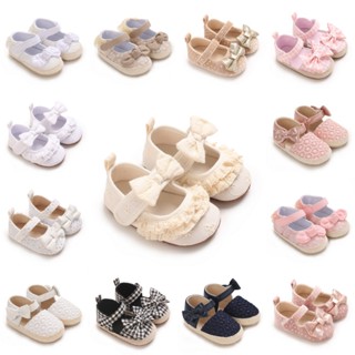 Mùa Thu Bé Gái Chống Trơn Trượt Giày Đi Bộ Nơ Giày Đế Mềm Xe Tập Đi Đầu Tiên