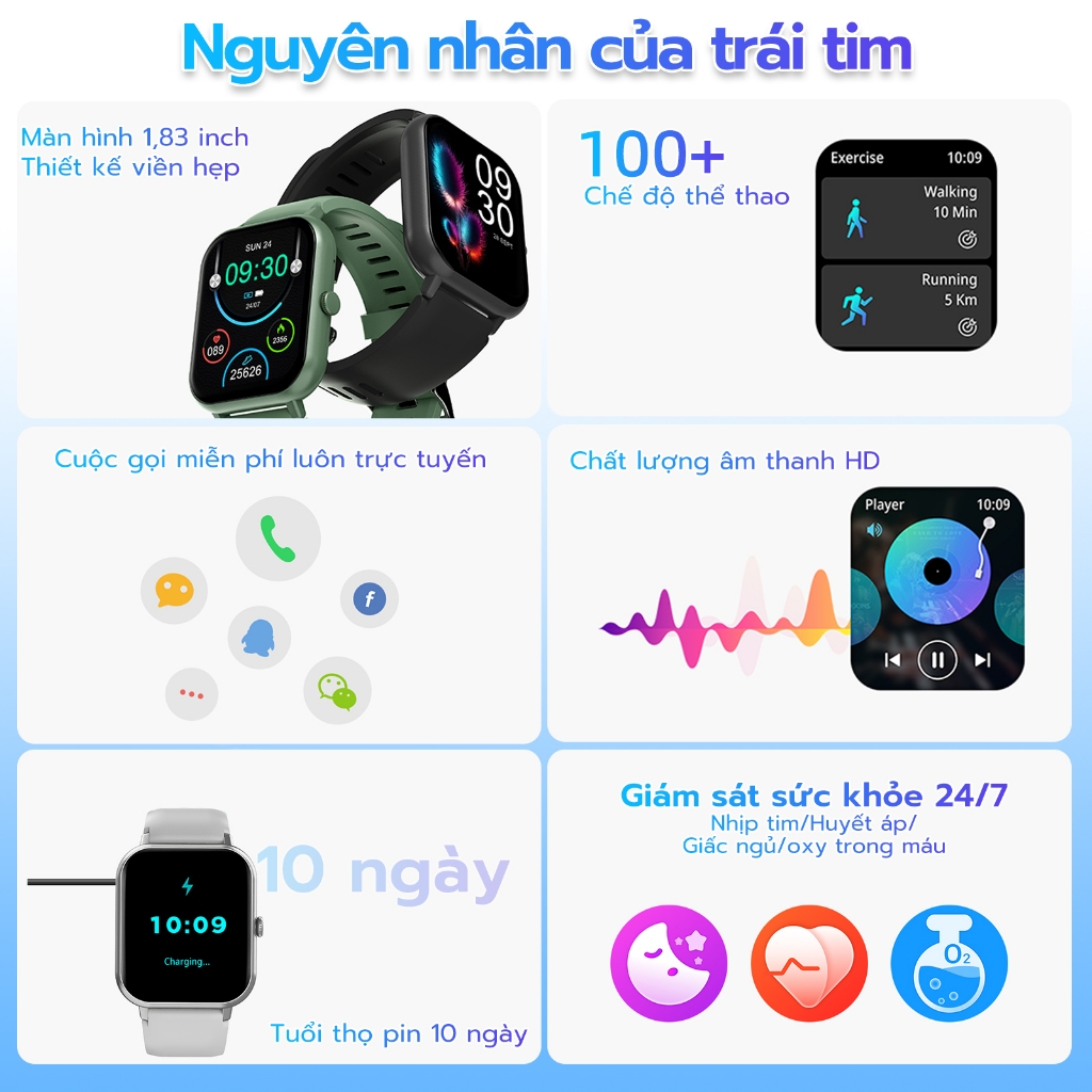 Đồng hồ thông minh chính hãng GOOJODOQ 2024 Màn hình cảm ứng, theo dõi sức khỏe, kết nối điện thoại để nhận tin nhắn, gọi điện, chống nước | BigBuy360 - bigbuy360.vn