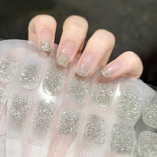 Ur SUGAR 22 Mẹo Gel Bán Chữa Móng Tay Dải Lấp Lánh Pháp Full Cover Nail Gel Miếng Dán Quấn