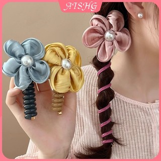AISHG Dây Điện Thoại Buộc Tóc Nữ Đa Năng Đơn Giản Phồng Bím Tóc Thời Trang Phụ Kiện Tóc