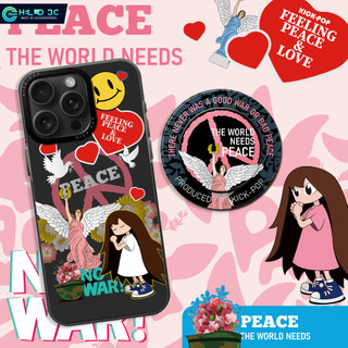 Kick-pop Peace & Love Giá đỡ nhẫn từ tính cho iphone 15 / 14 có giá đỡ điện thoại 0,33mm siêu mỏng cho ốp lưng iphone 15 pro max chống sốc