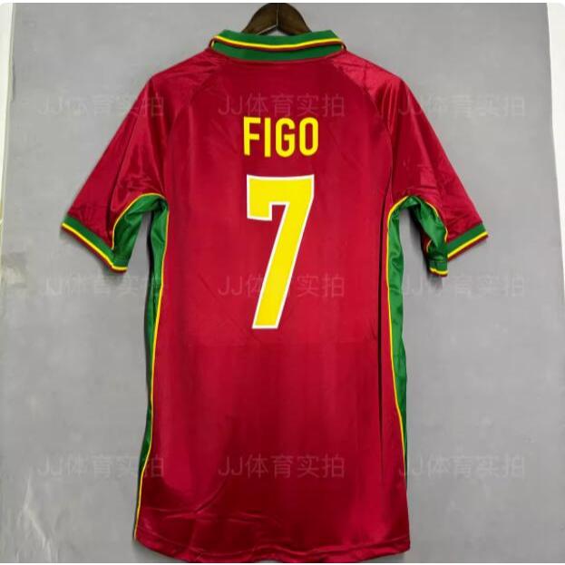 Áo đấu sân nhà Bồ Đào Nha 1998 Áo bóng đá ngắn tay cổ điển Bồ Đào Nha Figo Rui Costa