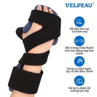 Nẹp tay VELPEAU nghỉ ngơi đột quỵ Cố định ban đêm Nẹp cổ tay với hỗ trợ ngón tay Ổn định ngón tay cái Bọc cơ tay Phục hồi chức năng Viêm khớp Viêm gân Đau ống cổ tay