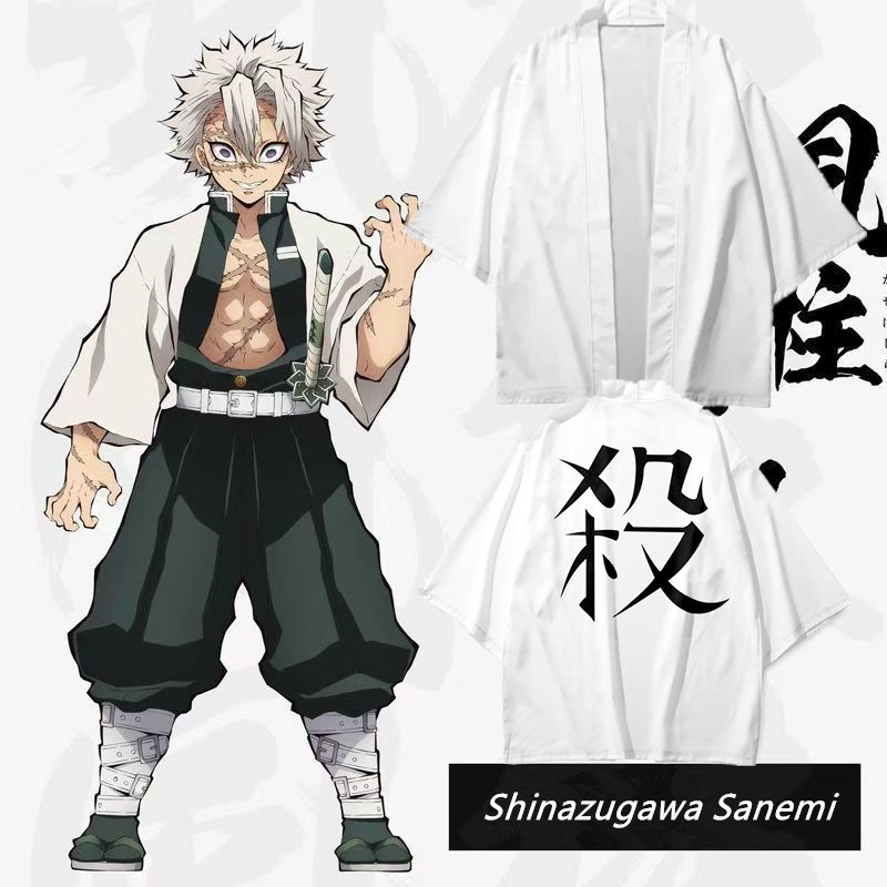 Demon Slayer Shinazugawa Sanemi Phong Cách 3D In Nhật Bản Kimono Haori Yukata Cosplay Thời Trang Mùa