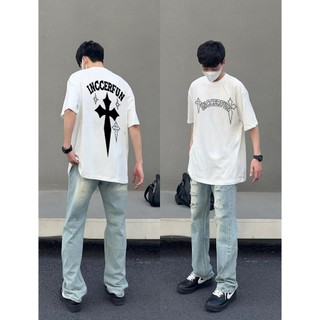 PEAR DODO Áo thun cotton ngắn tay in chéo cổ điển kiểu Mỹ nam thời trang mùa hè thương hiệu phù du đẹp trai giản dị áo sơ mi cặp đôi