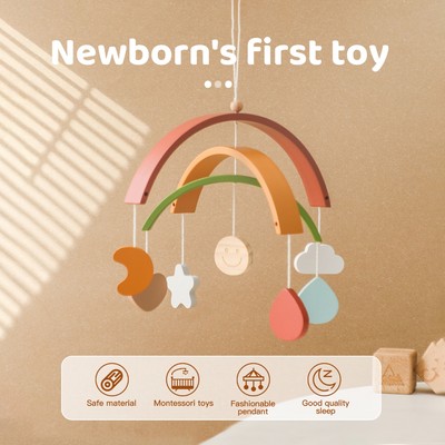 Bé Nhẹ Nhàng Giường Chuông Cong Cầu Vồng Ngôi Sao Mặt Trăng Mặt Dây Chuyền Sơ Sinh Cho Bé Nhẹ Nhàng Treo Giường Chuông Đồ Chơi
