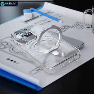 Ốp từ tính trong suốt Blueo 360° Giá đỡ trục cho iphone 15 / 16 ốp lưng iphone 16 pro max chống sốc có giá đỡ cho ốp lưng iphone 15 pro max