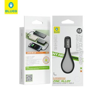 Dây cáp đồng bộ hóa hợp kim kẽm Bluo Nylon USB-C sang C / L (15CM) PD 60W hỗ trợ sạc nhanh, cáp USB, dây buộc điện thoại