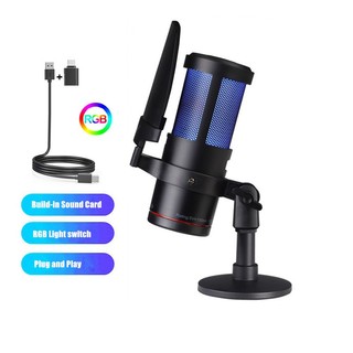 M8 Micro Condenser PC Gamer USB RGB Khử Tiếng Ồn Ghi Âm Mic Sống Cho Máy Tính PS4 PS5